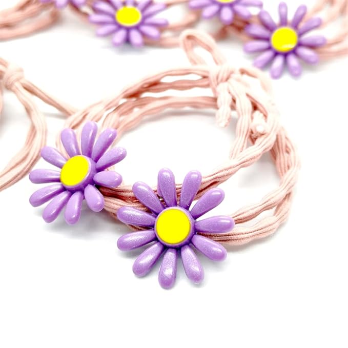 5pairs/Lot Sweet Hair Band Girl Hair Ties Hair Accessoires Small Sun Flower Design Rubber Band Perfect for Hair Style (L.Purple Tie)