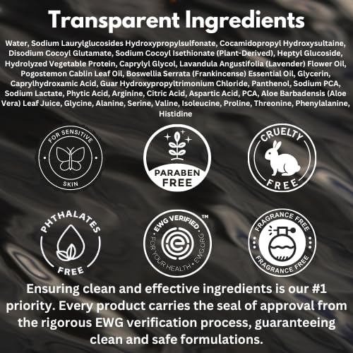 HygieneLab Mens Shampoo - EWG Verified Non-Toxic Formula, Fragrance-Free & Paraben-Free, Gentle Cleanse for All Hair Types, Premium Quality (10 fl oz)