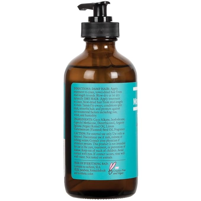 Ginger Lily Farms Salon Formula 100% Pure Morocco Argan Oil Treatment for All Hair Types, 100% Vegan & Cruelty-Free, 8 fl. oz.