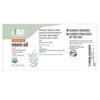 J Mac Botanicals Organic Neem Oil for Skin (4 oz Glass Bottle NO Dropper) - 100% Pure Concentrate Undiluted for Hair and Plants - Essential, Cold Pressed