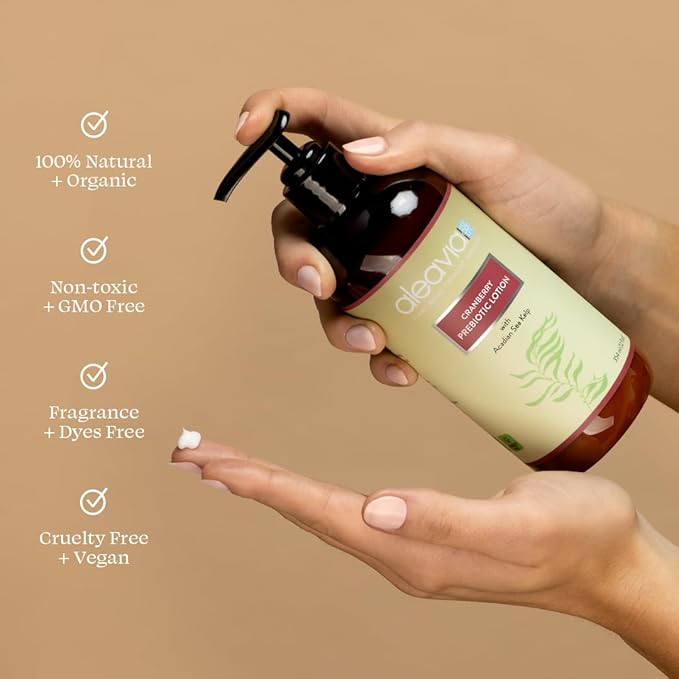 Aleavia Cranberry Prebiotic Body Lotion – Lightly Scented, All-Natural Moisturizing Seasonal Body Lotion with Organic Essential Oils – 12 Oz