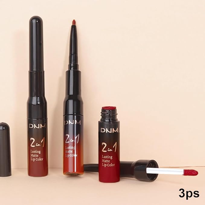 evpct 3Pcs Dark Red Orange Fire Red Matte Lip Liner & Liquid Lipstick Stain Makeup Set for Women, Lip Liner Stain Long Lasting Waterproof Smudge Proof, Cruelty Free Lip Makeup 24 hours original labios