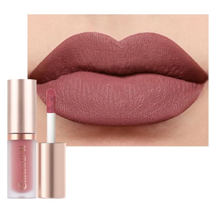 evpct 1Pcs Mauve Matte Liquid Lipstick Lip Gloss Glossy Set for Black Women 24 Hour Pink Silky Velvet Lipstick labiales matte larga duracion mate 24 horas originales 01#