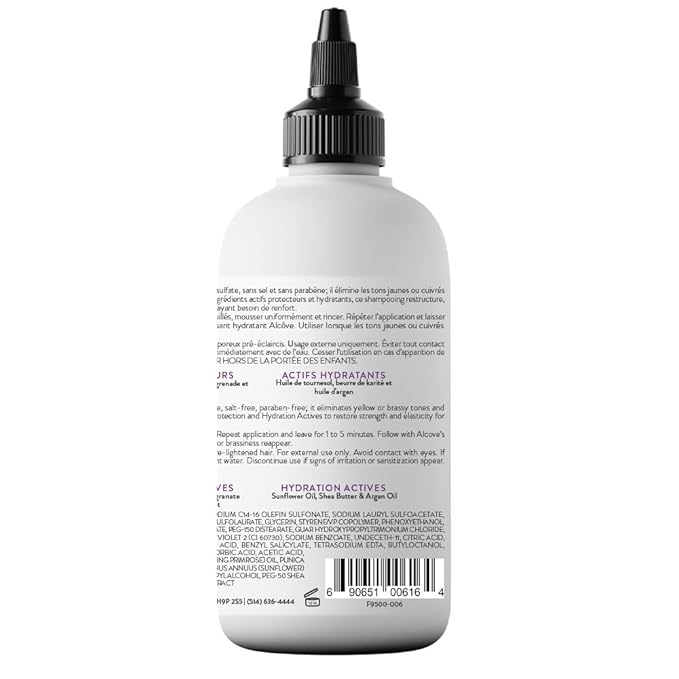 Alcôve - Violet Shampoo - Evening Primrose Oil, Mango Extract, and Argan Oil - Sulfate-Free - Blonde Hair - Colored Hair - Neutralize Yellow Tones - Refresh Highlights - Color-Safe -10oz