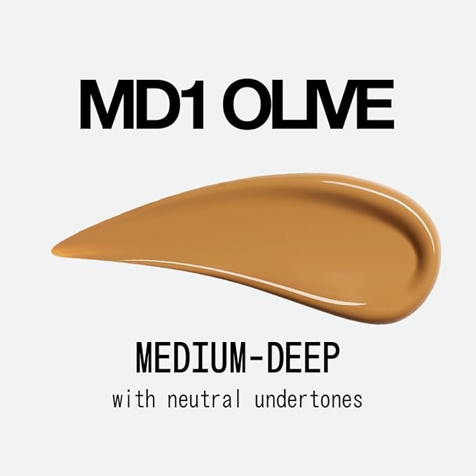 about-face THE PERFORMER Skin-Focused Foundation MD1Olive – Medium Coverage, Long-Wear, Breathable & Buildable Base – Clean, Vegan, Hydrating Formula with Blue Agave & Chlorella – 1.08oz