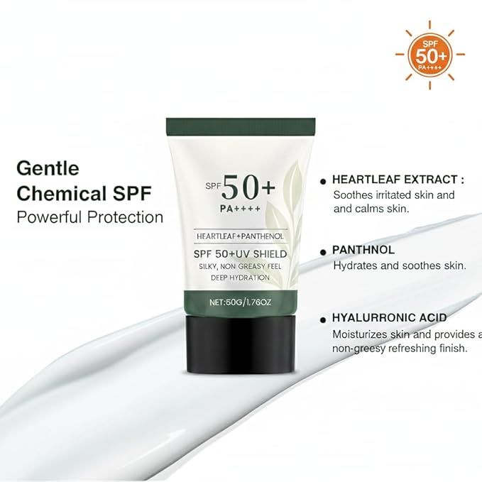 SPF 50 Sunscreen Moisturizer Face, Facial and Body Sunscreen, No White Cast, Non Greasy, Unscented, for Oily Dry Sensitive Skin, Sun Skin Care 1.76 Fl Oz / 50 g