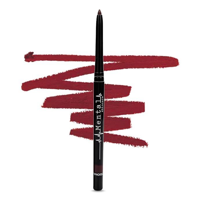 Maroon Lip Liner – Creamy, High-Pigment Matte Color, Retractable - Long-Lasting & Non-Drying Makeup Lip Liner with Smooth Application for Defined Lips - No Feathering or Fading (Rebel)