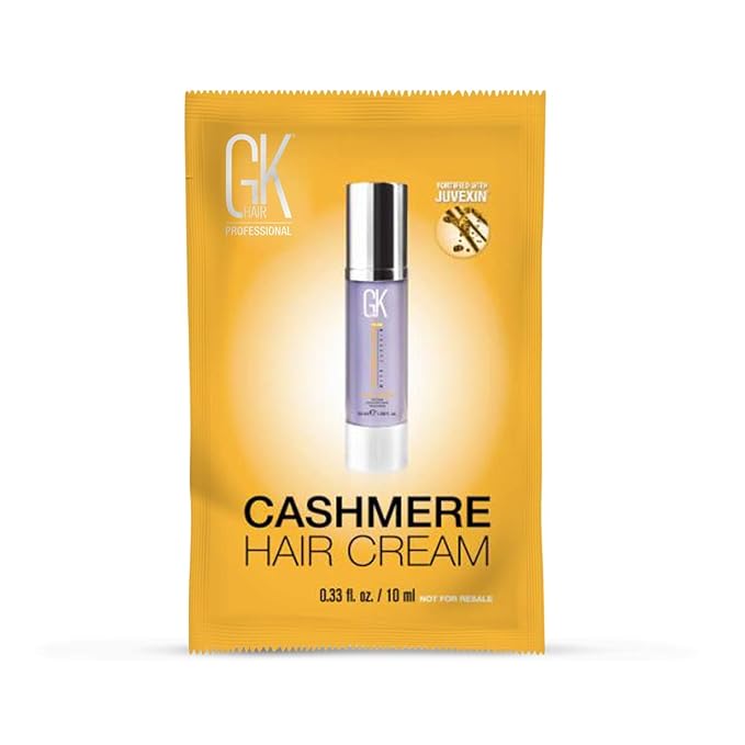 GK HAIR Global Keratin Samples Pack Sachets Moisturizing Shampoo and Conditioner (0.34 Fl Oz/10ml) | Serum (0.16 Fl Oz/5ml) | ThermalStyleHer (0.34 oz) | Cashmere (0.34 oz) | Leave In Cream (0.34 oz)