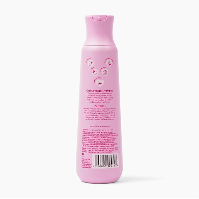 V&Co. Beauty Curly Pop Curl Defining Shampoo – Sulfate Free & Paraben Free Moisturizing Hair Care with Peptides, Amino Acids & Jojoba Oil for Hydration, Frizz Control & Healthy Curls – 12 fl oz
