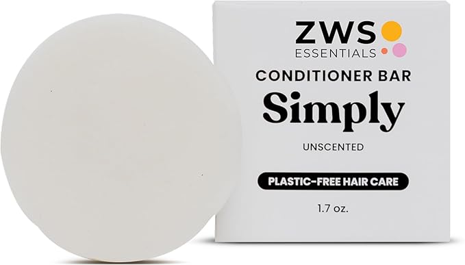 Simply Unscented Conditioner Bar, Vegan Solid Hair Conditioner for Sensitive Scalps & Fragrance-Free Care, Zero Waste, Travel-Friendly