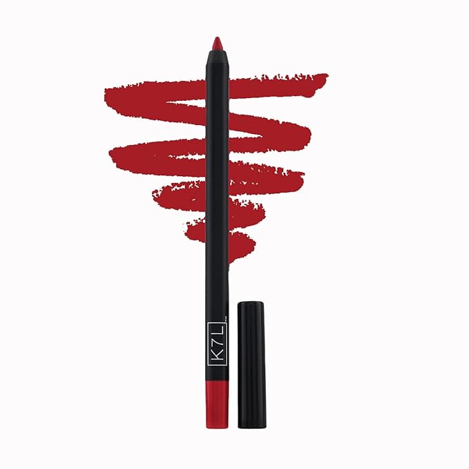 K7L Dark Red Lip Crayon (Vegan) - Waterproof and Smudge-Proof Cosmetics - Flame
