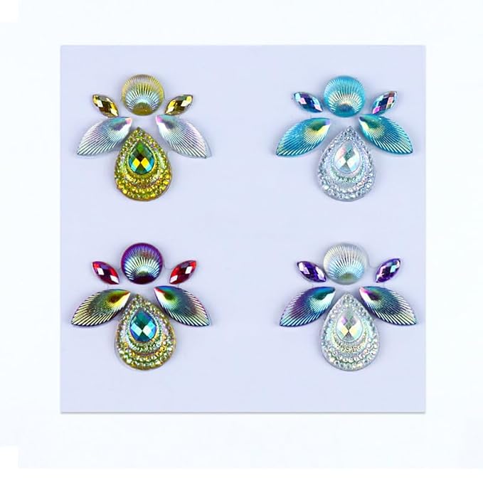 Facial Jewels Stickers, Makeup Accessories, Reusable Rhinestone Gems for Face Decoration, Stage Makeup, Party Glam (Face Gems(022))