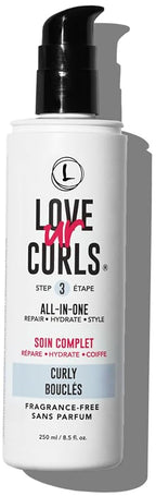 Love Ur Curls Fragrance Free All in One Curl Cream Styler for Curly Textured Hair, Repair, Define, Hydrate & Style with Shea Butter, 250mL