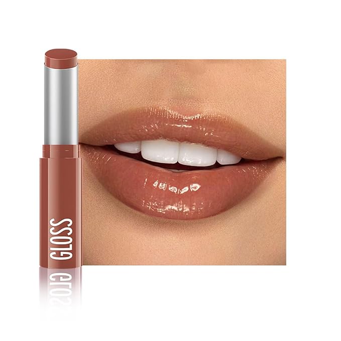 1Pc Nude Brown Butter Lipstick Tinted Lip Balm, Shine Moisturizing Plumper Lipstick for Women,Natural Nourishing Hydrating Lip Gloss Stain for Dry Lips,Lightweight Lip Liner Care Vegan Makeup