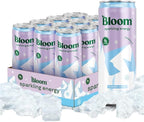Bloom Nutrition Sparkling Energy Drink - Natural Caffeine, Zero Sugar, 180mg Caffeine - Antioxidant-Rich with Green Coffee Bean, Green Tea Extract, Prebiotics - Glacier Crush - 12oz 12 Pack
