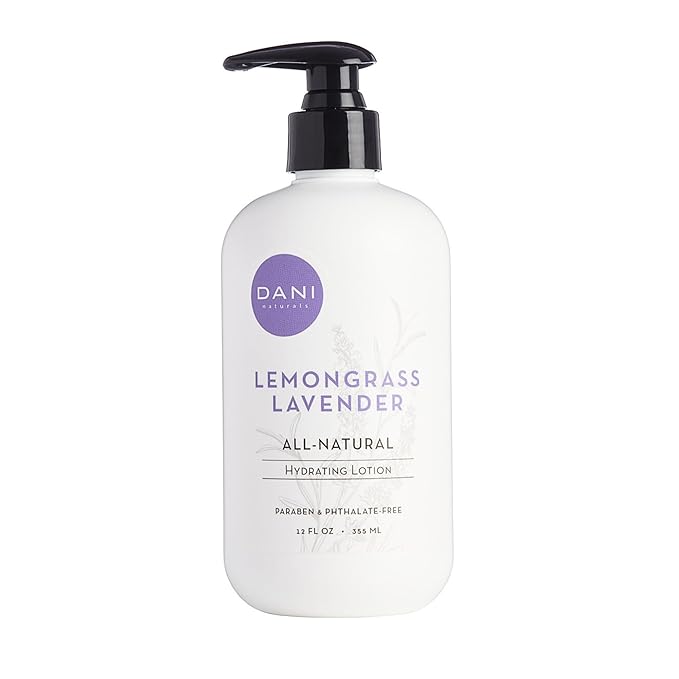 DANI Naturals Hand & Body Lotion - Calming Lemongrass Lavender Scent, Moisturizing Lotion with Aloe Vera, Shea Butter & Vitamin E, Deep Hydration for Dry Skin, All Skin Types - 12 Oz