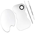 2 Pack Professional Makeup Palette, 2 Types Pro Lady Stainless Steel Cosmetic Artist Spatula with Spatula Tool for Mixing Foundation