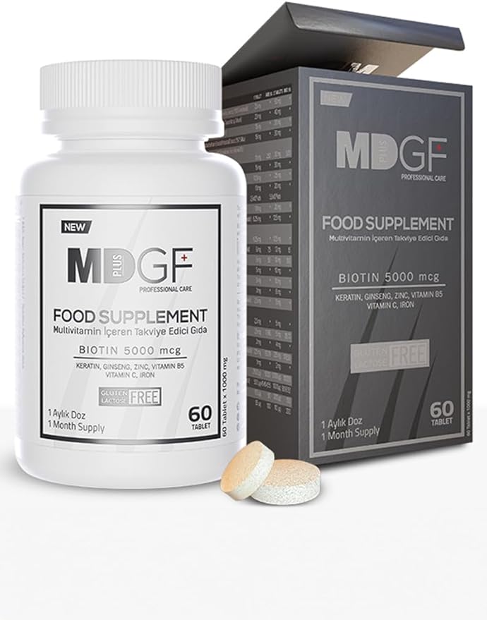 MD PLUS BIO Anti Hair Loss Vitamin Products - Supplement for Hair and Beard Growth - Men and Women with Biotin, Saw Palmetto, Collagen, Keratin, Ginseng and Vitamins -DHT Blocker