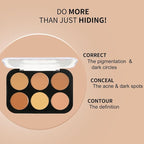 Corlo Cream Contour Palette, 6 Colors Concealer Correct Full Coverage Foundation Palette for Dark Circles Makeup (Light)