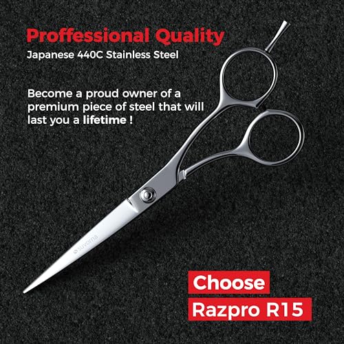 Suvorna Professional Hair Cutting Scissors - 6" Stainless Steel Barber Shears for Hair Cutting and Trimming - Razor Sharp Haircut Scissors for Hairdressers & Barbers - Hair Shears for Women and Men