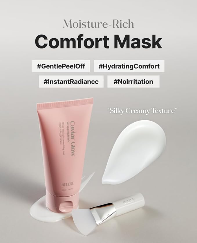 Delere Caviar Glow Collagen Wrapping Mask | Korean Peel Off Face Mask for Glowing Skin and Visible Skin Tightening, 3.4oz