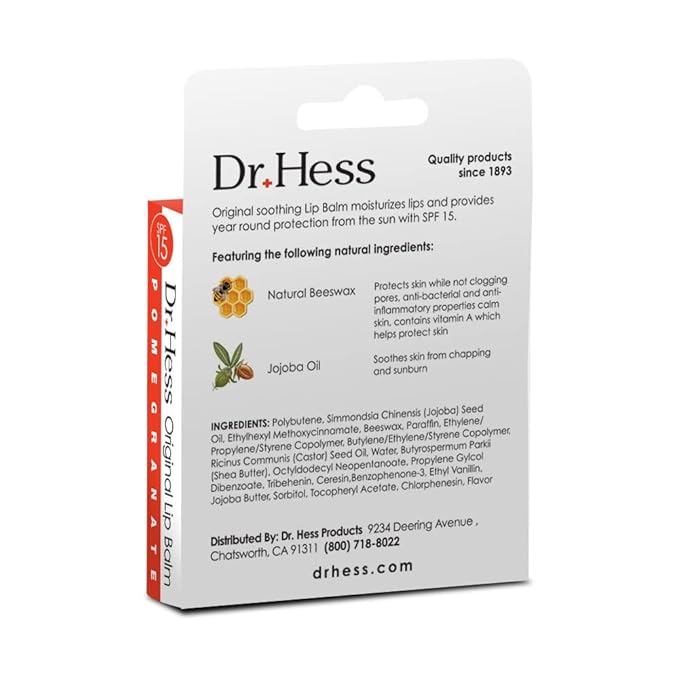 Dr. Hess Udder Stick Lip Balm, Pomegranate, 4 Count