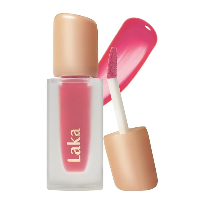 Laka Fruity Glam Tint, 4.5g/0.15oz, Glowing Lip Stain with Wide Color Spectrum, Hydrating & Lightweight Texture, Long-Lasting Bold Stain, Non-Sticky, Vegan, K-Beauty (#118 Adore)