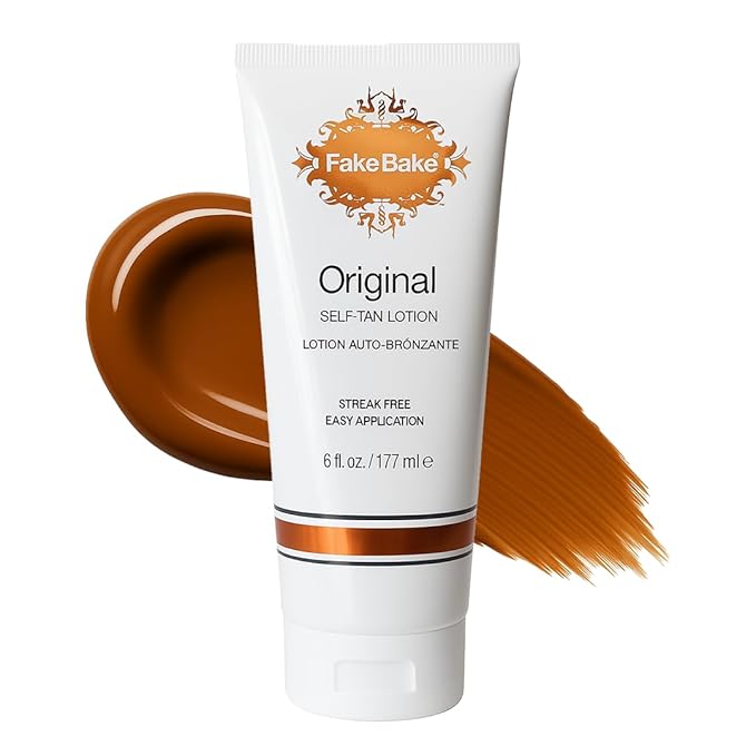 Fake Bake Original Self-Tanning Lotion – Lasting, Natural-Looking Sunless Tanner for All Skin Tones – Streak-Free, Buildable Color for Women & Men – 6 oz