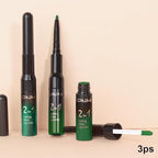 3Pcs 2 in 1 Green Matte Shimmer Lip Liner and Liquid Lipstick Stain Makeup Set for women, Long Lasting Smudge Proof Lip Tint Matte Finish Lip Gloss for All-Day Color Hold Easy to Use, Set25