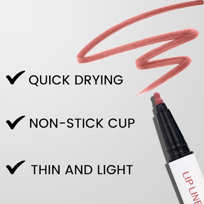 Kaely 2Pcs Mocha Nude Longwear Liquid Lip Liner Waterproof, 24 Hour Long Lasting Lip Liner Stain Marker Pen, 2-in-1 Matte Semi Permanent Lipliner & Lipstick, Vegan & Cruelty-Free, 03+05