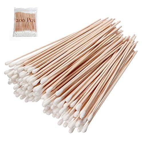 200 PCS 6 Inch Extra Long Cotton Swabs with Wooden Handles - Long Stem Cotton Swabs Tipped Applicator Tool for Makeup, Eye Ear Eyeshadow Removal, Jewelry Cleaning, Personal & Pets Care