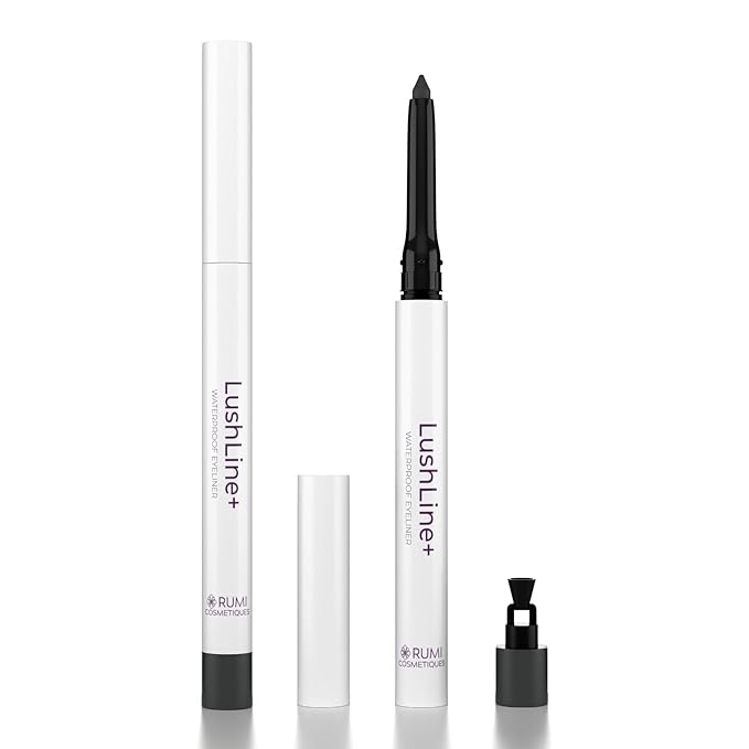 Rumi Cosmetiques LushLine+ Waterproof Eyeliner Pencil For Older Women - Smudge Proof, Long-Lasting, Non Toxic, Soft Glide - Safe For Sensitive Eyes (Natural Grey)