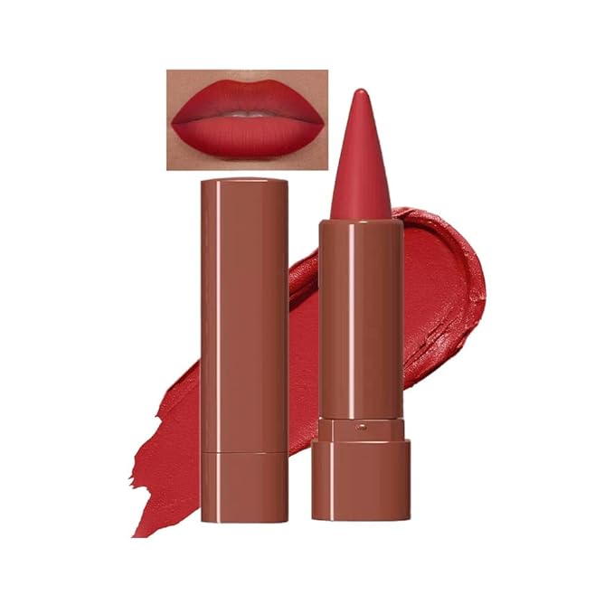 2-in-1 Gradient Red Lip Liner & Lipstick, Waterproof Long Lasting Matte Lip Liner Pencil, Makeup Smudge proof lip liner with Cone Tip (06#-Carmine)