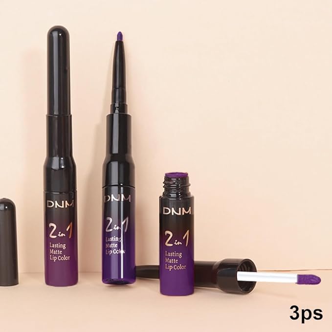 evpct 3Pcs Burgundy Red Black Dark Purple Matte Lip Liner & Liquid Lipstick Stain Makeup Set for Women, Lip Liner Stain Long Lasting Waterproof Smudge Proof, Cruelty Free Lip Makeup 24 hours originale