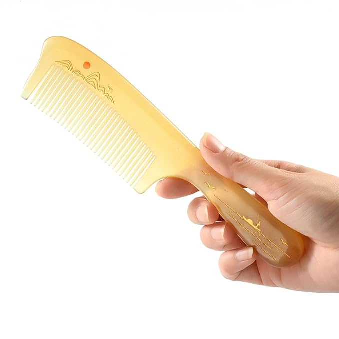 TAN MUJIANG Wooden Hair Comb Sheep Horn