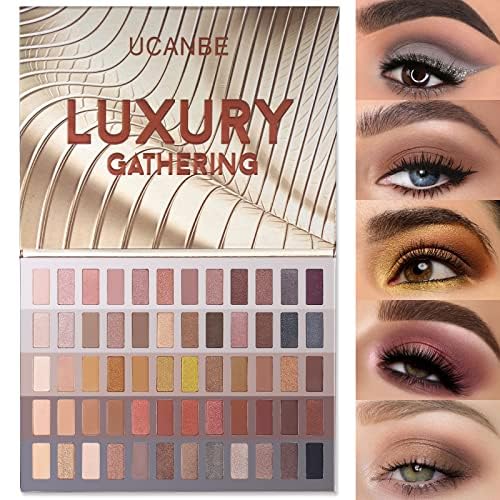 UCANBE 60 Colors Naked Eyeshadow Palette, Warm Neutral Nudes Makeup Pallet, Natural Matte Glitter Shimmer Smokey Eye Shadows Halloween Cosmetic Gift Kit