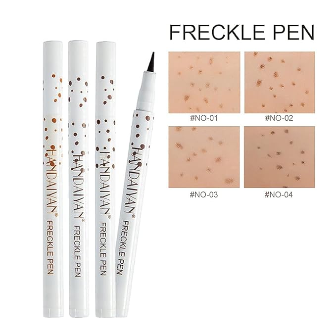Freckle Pen 4 Colors Available, Natural Lifelike Freckle Makeup Pen, Waterproof Long Lasting Quick Dry - Light Brown, Natural Coffee, Chestnut, Dark Brown (2Pack) (3-Chestnut + 4-Dark Brown)