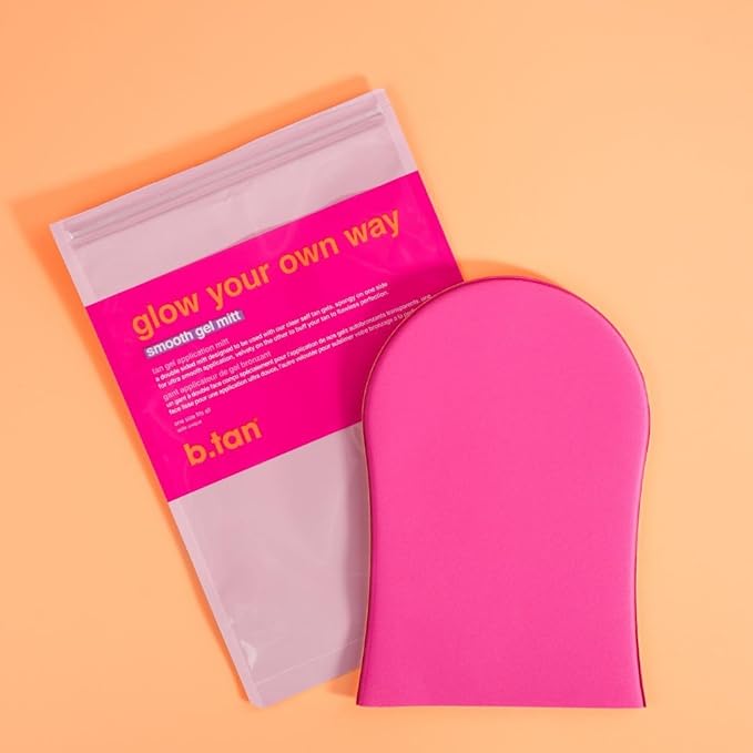 b.tan Face & Body Self Tanning Mitt | Glow Your Own Way Smooth Gel Glove - Sunless Tan Applicator, Streak-Free, Even Application, Double Sided, Reusable, Great for Cream, Lotion, Suncreen