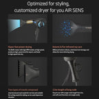 JMW Korean Professional Salon Hair Dryer AIR Sense I 15 Winds-3 Heat X 5 Speed Mix, 2 Nozzles & Dryer Stand, Upgrade BLDC Motor, 100% Cool Shot, Smart Memory, Fast Drying, Quiet and Long-Lasting