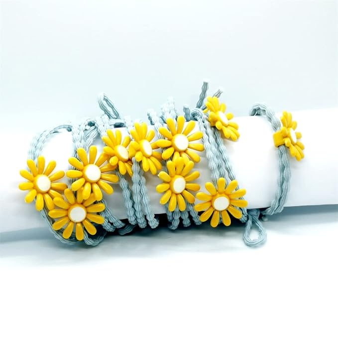5pairs/Lot Sweet Hair Band Girl Hair Ties Hair Accessoires Small Sun Flower Design Rubber Band Perfect for Hair Style (Blue Tie)