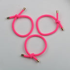 14PCS Hair Tie Elastics Knotted Hair Ties Ponytail Holders for Women Girls Elastic Hair Rubber Bands for Thin Thick Wavy Curly Straight Long Hair (Neon Pink)