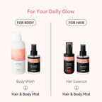 Perfumed Hair Mist for Women – Castor Oil for Shine & Long-Lasting Scent, Clean Hair Perfume & Body Mist – Botanical Waters & 17 Amino Acids, Sulfate, Paraben, Silicone-Free – Peach Floral Musk, 125ml