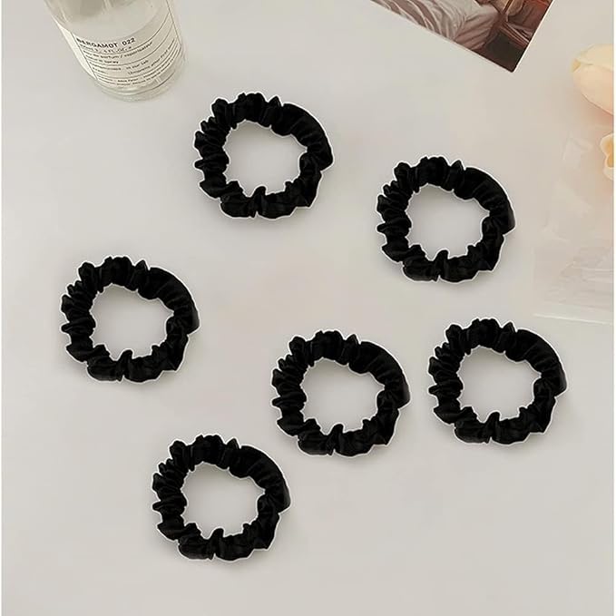 12Pcs Satin Hair Scrunchies, Black Scrunchies Hair Ties Elastic Hair Bands Ponytail Holder Hair Accessories Stocking Stuffers Gifts for Women Girls