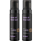 b.tan Violet Self Tanner Mousse Bundle | Love At First Tan - Best, 1 Hour Express Sunless Tanning Foam, Cancels Orange Tones, Dark Bronzing Glow, No Fake Tan Smell, Face & Body, 6.7 Fl Oz, Pack of 2