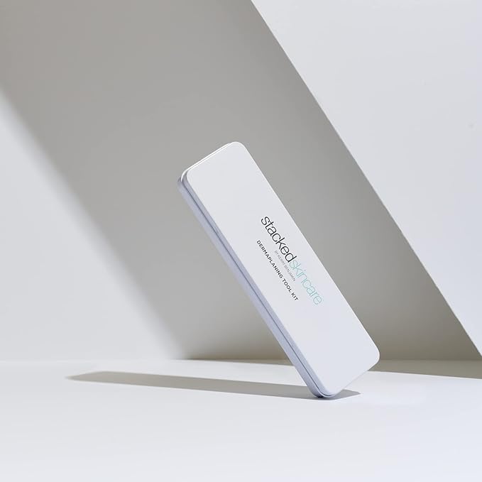 StackedSkincare Dermaplaning Kit for Face - At Home Dermaplaning Tool with Comfort Handle, 3 Replaceable Blades + 3 Precision Blades - Exfoliates, Removes Peach Fuzz, Softens Skin, 7 Count