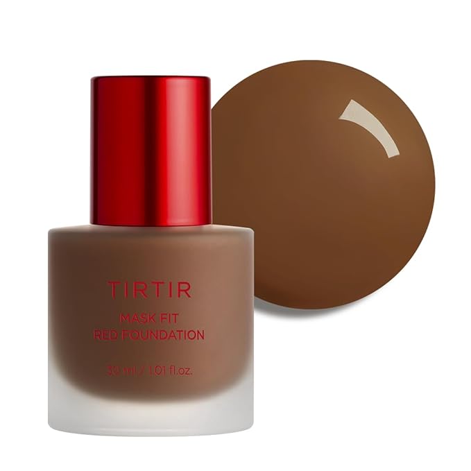 TIRTIR Mask Fit Red FoundationㅣLong Lasting Flawless Coverage, Energy Essence, Lightweight, Hydrating, Pore-Blurring, Breathable Satin Finish, Makeup, Radiant Skin, #45W Chestnut, 1.01 Fl Oz