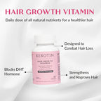 Kerotin Hair Growth Vitamins, Biotin Supplement, DHT Blocker, Collagen Stimulator, for Hair Loss Support, Nail & Skin Care, Includes Saw Palmetto, Vitamin D3 & More - 60 Pills (1 Month Supply)