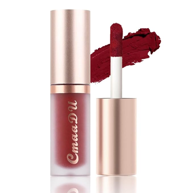 evpct 1Pcs Dark Sexy Red Matte Liquid Lipstick Lip Gloss Glossy Set for Black Women 24 Hour Silky Velvet Lipstick labiales matte larga duracion mate 24 horas originales 06#