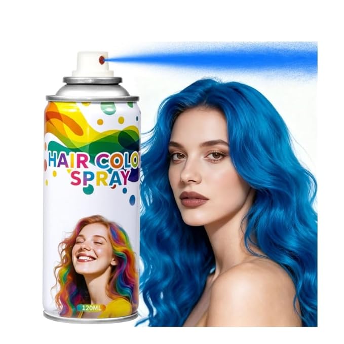 Temporary Blue Hair Color Spray& Wax - Washable One-Time Use Hair Color for Women, Kids, Adults - For Halloween, Cosplay, Parties, Festivals - Washes Out Easily (Blue)