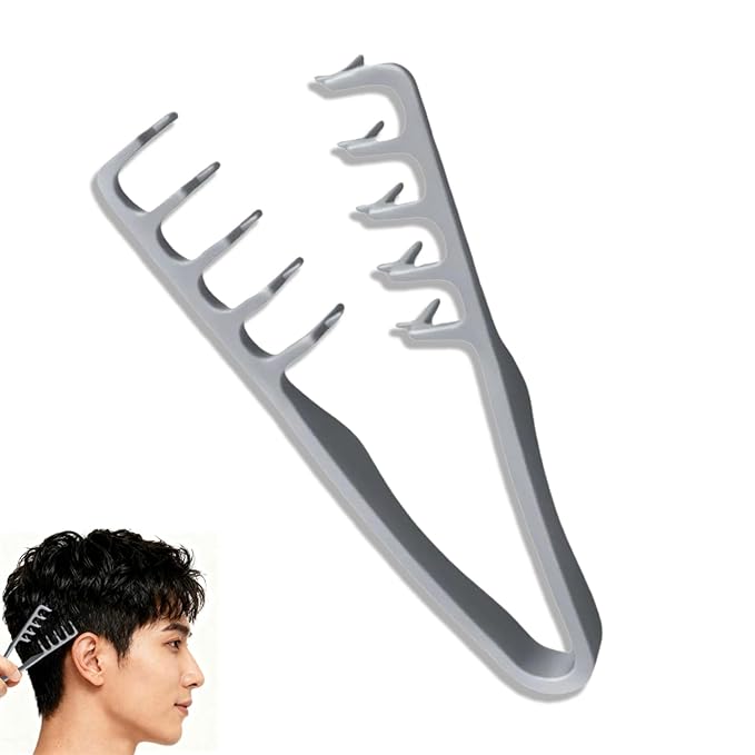 Texture Comb, Volumizing Wide-Tooth Hair Styling Comb,Fluffy Wide Tooth Curly Hair Comb, Men's Textured StylingComb for Volume,Fringe Parting Styling Accessory,for Men & Women (Grey)
